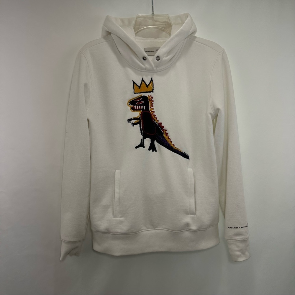 Coach X Jean Michel Basquiat Hoodie Women’s XS White Embroidery Pockets - Picture 2 of 12